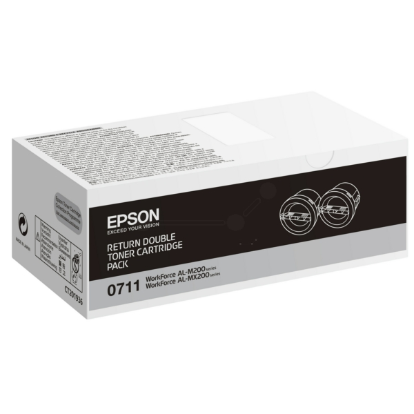 Original Epson 0711 / C13S050711 / S050711 Toner Doppelpack schwarz (2 Stück)