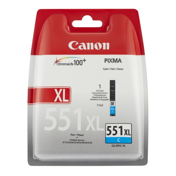 Original Canon CLI-551 CXL / 6444B001 / 6444B004 Tinte cyan