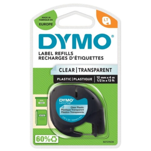 Original Dymo S0721530 / 12267 Etiketten schwarz auf transparent (12mm x 4m)