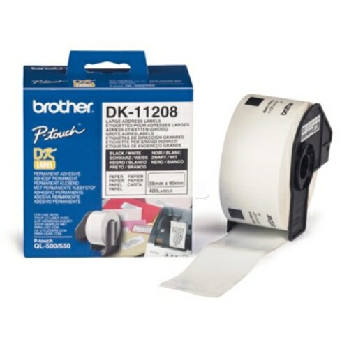 Original Brother DK-11208 Etiketten schwarz auf weiß (38 x 90mm, 400 Stück)