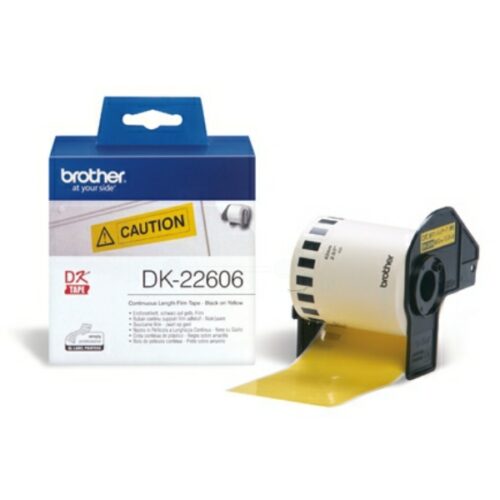 Original Brother DK-22606 Etiketten schwarz auf gelb (62mm x 15,24m)