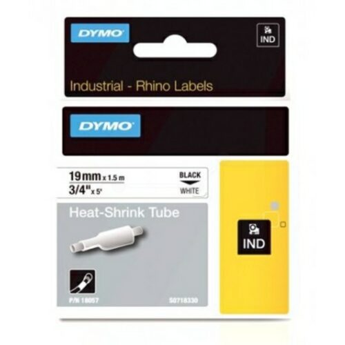 Dymo S0718330 / 18057 Heissschrumpfschlauch schwarz auf weiß (19mm x 1,5m)