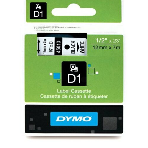 Original Dymo S0720530 / 45013 Etiketten schwarz auf weiß (12mm x 7m)