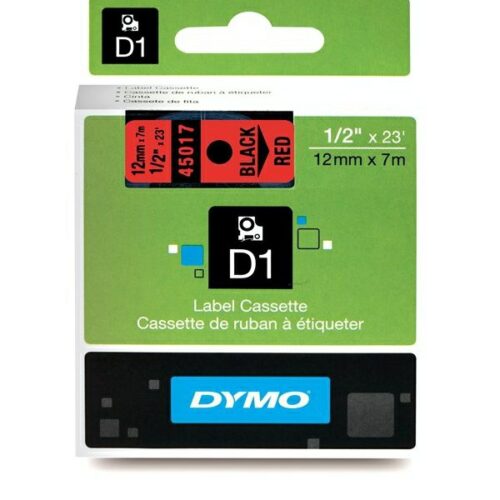 Original Dymo S0720570 / 45017 Etiketten schwarz auf rot (12mm x 7m)