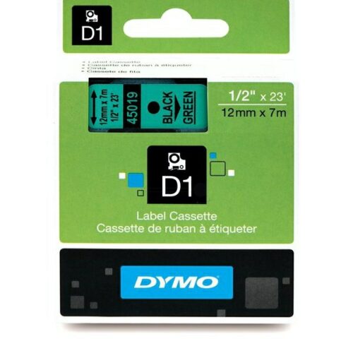 Original Dymo S0720590 / 45019 Etiketten schwarz auf grün (12mm x 7m)
