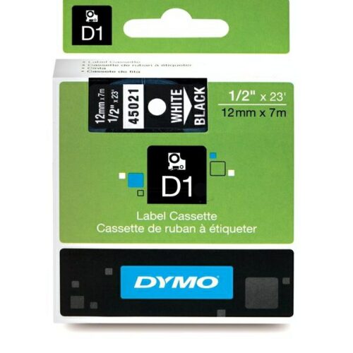Original Dymo S0720610 / 45021 Etiketten weiß auf schwarz (12mm x 7m)