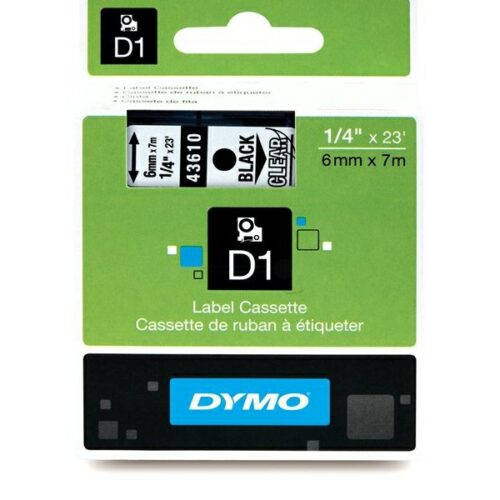Original Dymo S0720770 / 43610 Etiketten schwarz auf transparent (6mm x 7m)