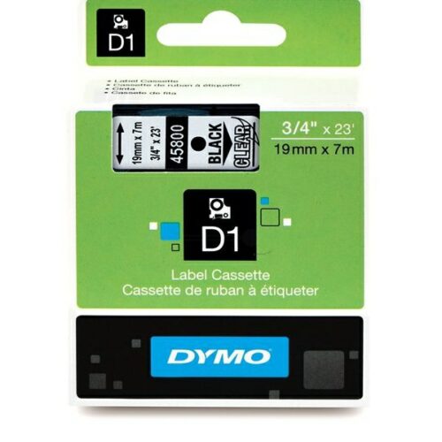 Original Dymo S0720820 / 45800 Etiketten schwarz auf transparent (19mm x 7m)