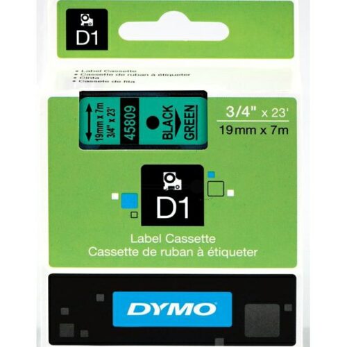 Original Dymo S0720890 / 45809 Etiketten schwarz auf grün (19mm x 7m)