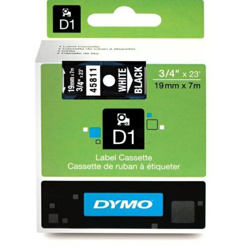 Original Dymo S0720910 / 45811 Etiketten weiß auf schwarz (19mm x 7m)