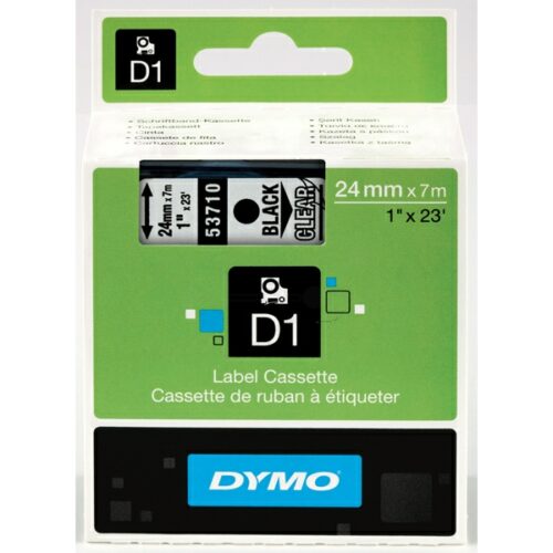 Original Dymo S0720920 / 53710 Etiketten schwarz auf transparent (24mm x 7m)