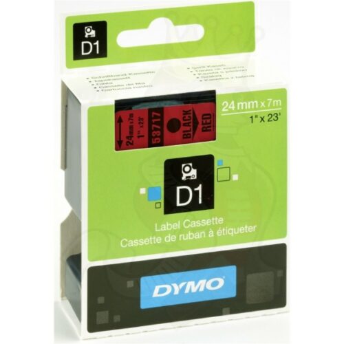 Original Dymo S0720970 / 53717 Etiketten schwarz auf rot (24mm x 7m)