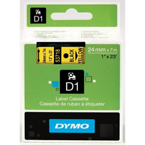 Original Dymo S0720980 / 53718 Etiketten schwarz auf gelb (24mm x 7m)