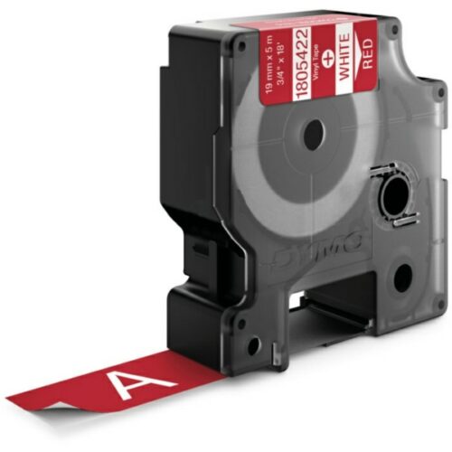 Original Dymo 1805422 Etiketten weiß auf rot (19mm x 5,5m)
