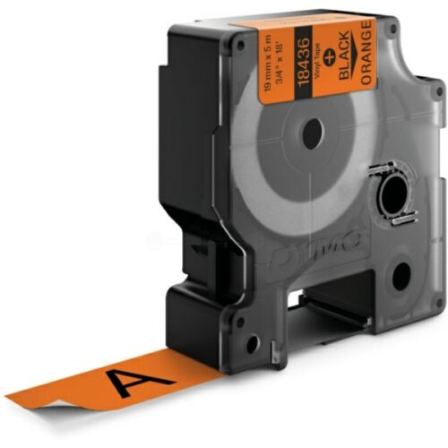Original Dymo S0718500 / 18436 Etiketten schwarz auf orange (19mm x 5,5m)