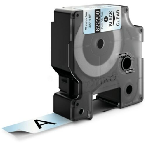 Original Dymo 622290 Etiketten schwarz auf transparent (19mm x 5,5m)