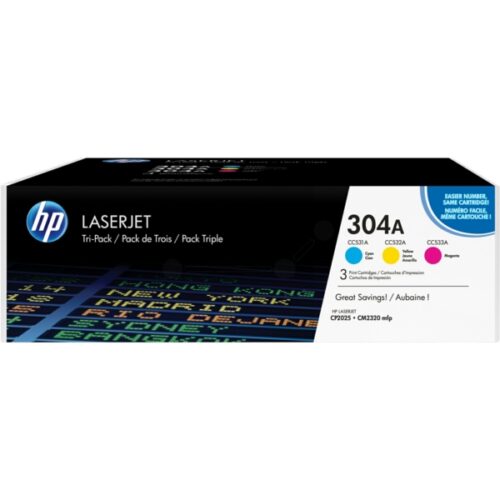 Original HP 304A / CF372AM Toner Set cyan, magenta, gelb (3 Stück)
