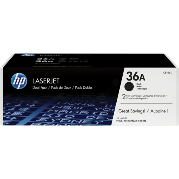 Original HP 36A / CB436AD Toner Doppelpack schwarz (2 Stück)
