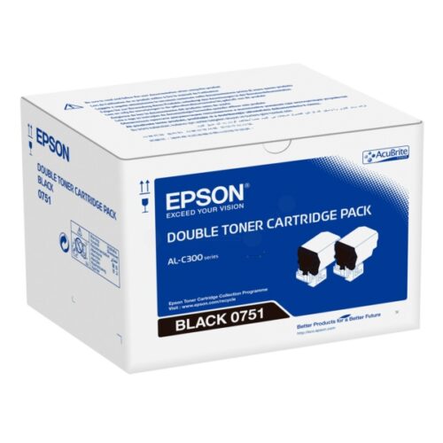 Original Epson 0751 / C13S050751 / S050751 Toner Doppelpack schwarz (2 Stück)