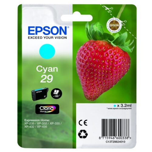 Original Epson 29 / T2982 / C13T29824012 / C13T29824022 Tinte cyan
