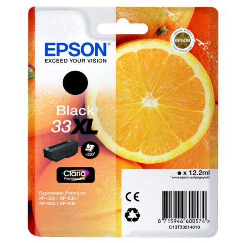 Original Epson 33XL / T3351 / C13T33514012 / C13T33514022 Tinte schwarz