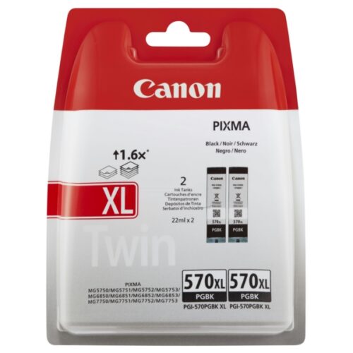 Original Canon PGI-570 PGBKXL / 0318C007 Tinten Doppelpack schwarz (2 Stück)