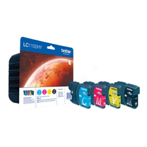 Original Brother LC-1100HYVALBPDR / LC-1100HYVALBP Tinte Multipack schwarz, cyan, magenta, gelb (4 Stück)
