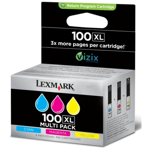 Original Lexmark 100XL / 14N0850E Tinte Multipack cyan, magenta, gelb (3 Stück)