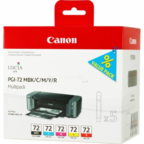 Original Canon PGI-72 / 6402B009 Tinte Multipack matt schwarz, cyan, magenta, gelb, rot (5 Stück)