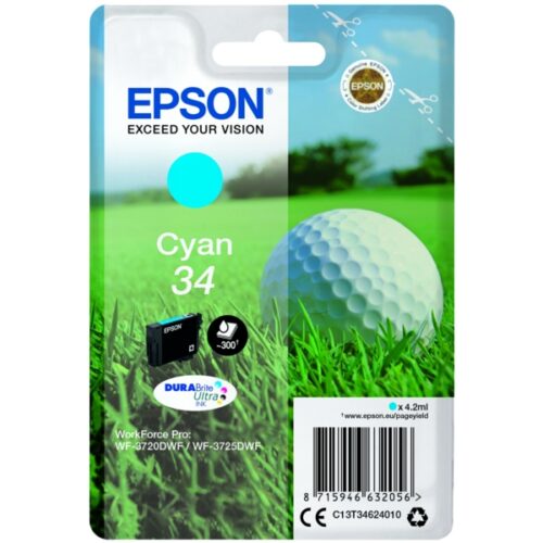 Original Epson 34 / T3462 / C13T34624010 / C13T34624020 Tinte cyan