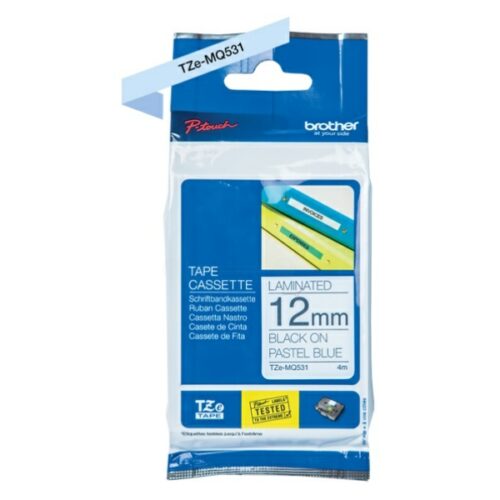 Original Brother TZE-MQ531 Schriftband schwarz auf pastellblau (12mm x 4m)