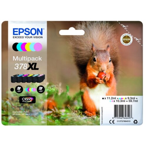 Original Epson 378XL / T3798 / C13T37984010 Tinte Multipack schwarz, cyan, magenta, gelb, photo cyan, photo magenta (6 Stück)