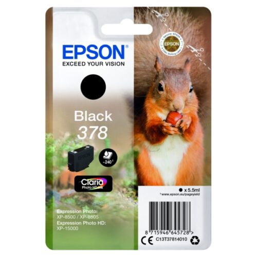 Original Epson 378 / T3781 / C13T37814010 / C13T37814020 Tinte schwarz
