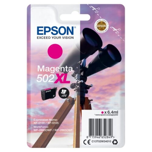 Original Epson 502XL / T02W3 / C13T02W34010 / C13T02W34020 Tinte magenta