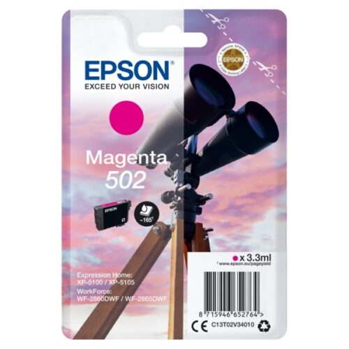 Original Epson 502 / T02V3 / C13T02V34010 / C13T02V34020 Tinte magenta