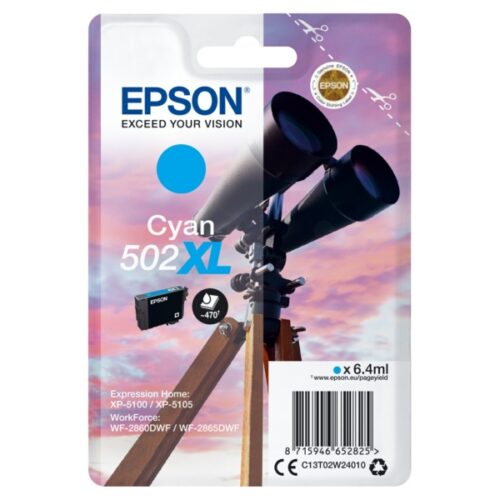 Original Epson 502XL / T02W2 / C13T02W24010 / C13T02W24020 Tinte cyan