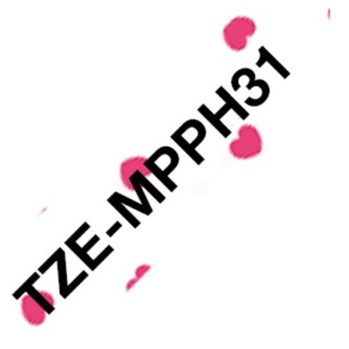 Original Brother TZE-MPPH31 Schriftband schwarz auf rosa Herzen (12mm x 4m)