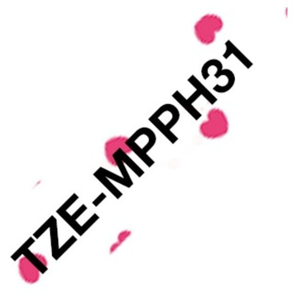 Original Brother TZE-MPPH31 Schriftband schwarz auf rosa Herzen (12mm x 4m)