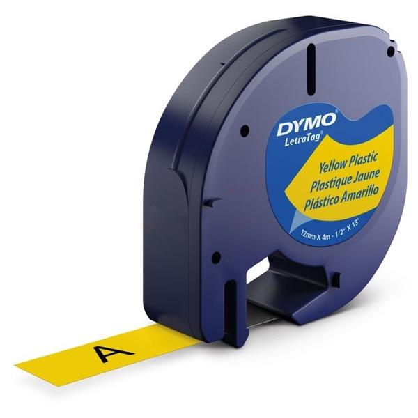 Original Dymo 91202 / 91222 / S0721620 / S0721670 Etiketten schwarz auf gelb (12mm x 4m)
