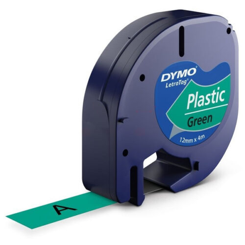 Original Dymo S0721690 / 91224 Etiketten schwarz auf grün (12mm x 4m)