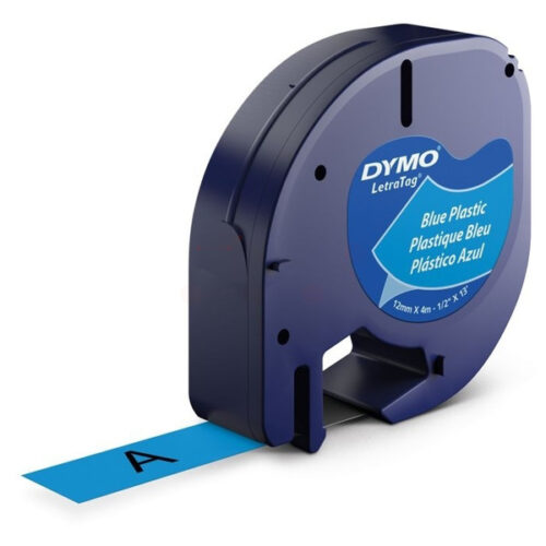 Original Dymo S0721700 / 91225 Etiketten schwarz auf blau (12mm x 4m)
