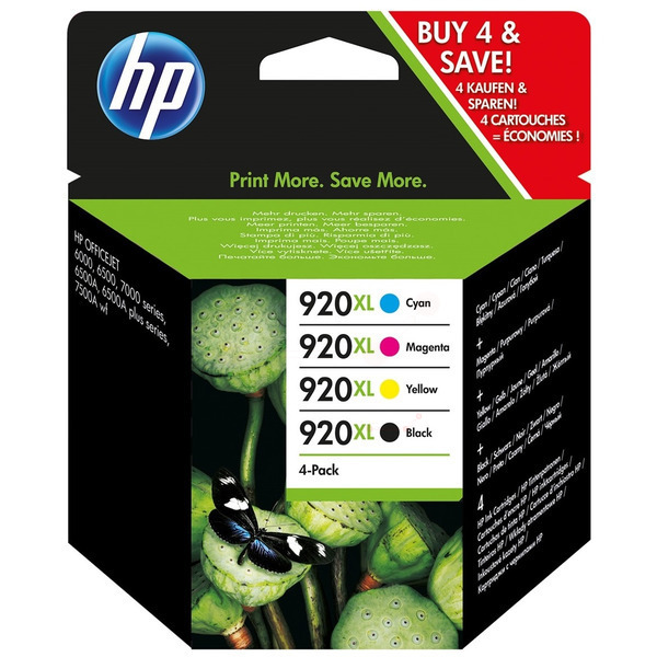 Original HP 920XL / C2N92AE Tinte Multipack schwarz, cyan, magenta, gelb (4 Stück)