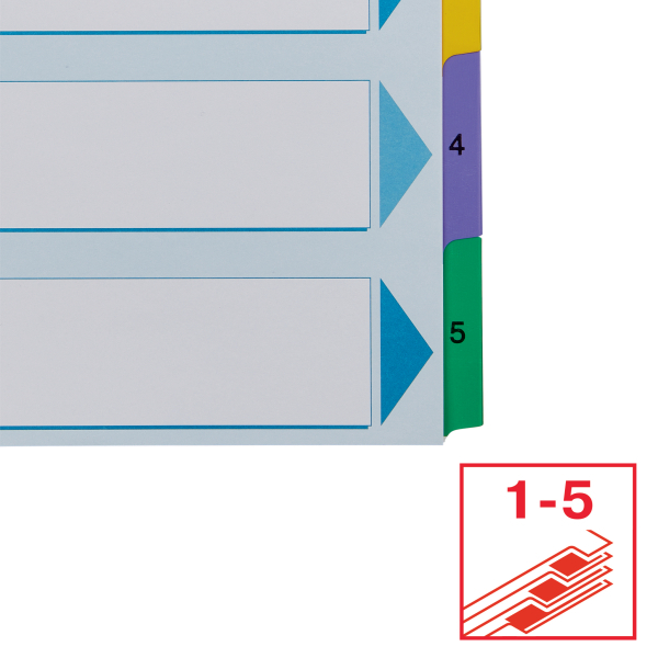Esselte Ordnerregister DIN A4 Vollformat 1-5 farbig 5-teilig, 1 Satz
