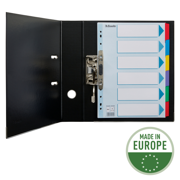 Esselte Ordnerregister DIN A4 Vollformat blanko farbig 6-teilig, 1 Satz