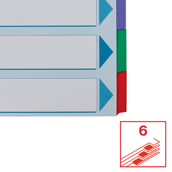 Esselte Ordnerregister DIN A4 Vollformat blanko farbig 6-teilig, 1 Satz