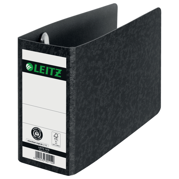 LEITZ 1078 Ordner schwarz marmoriert Karton 7,8 cm DIN A6 quer, 1 St.
