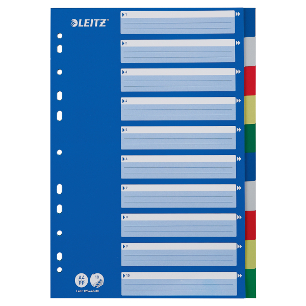 LEITZ Ordnerregister DIN A4 Vollformat blanko blau 10-teilig, 1 Satz