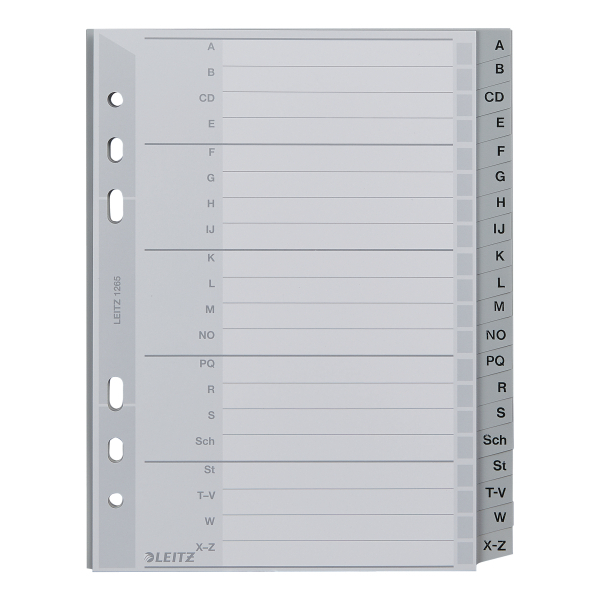 LEITZ Ordnerregister DIN A5 Vollformat A-Z grau 20-teilig, 1 Satz