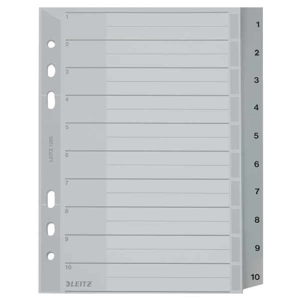 LEITZ Ordnerregister DIN A5 Vollformat 1-10 grau 10-teilig, 1 Satz