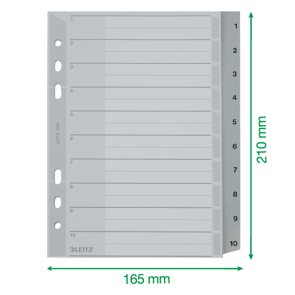 LEITZ Ordnerregister DIN A5 Vollformat 1-10 grau 10-teilig, 1 Satz